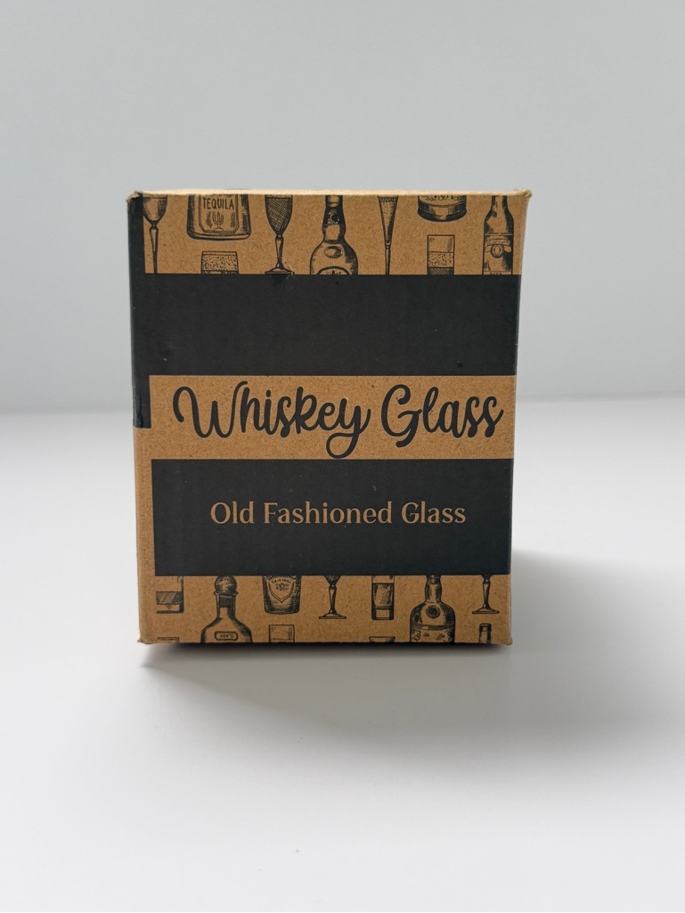 Whiskey Glass Old Fashioned Glass - Kraft & Black